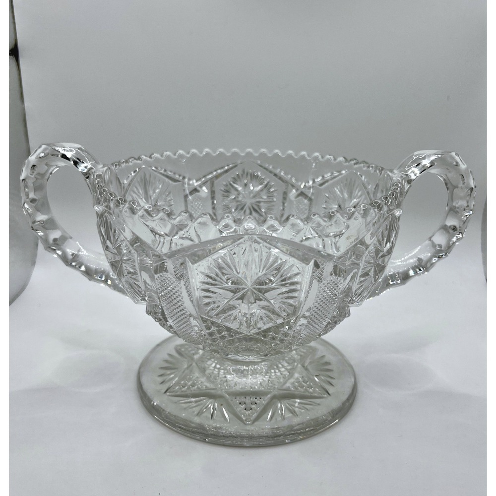 Imperial Glass No. 612 Bowl 7in Clear Excellent Double Handled Footed EAPC